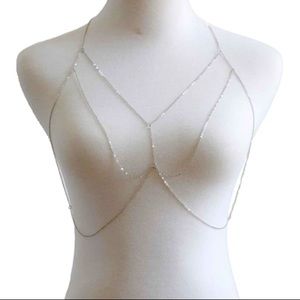 Sexy Silver Multi Layered Upper Chest Jewelry Perfect Amout Of Body Laying